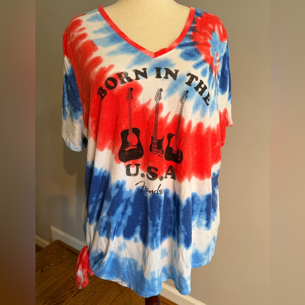 Fender X Lane Bryant Americana Tie-Dye Tie-Side Tee - Size 22/24 Plus